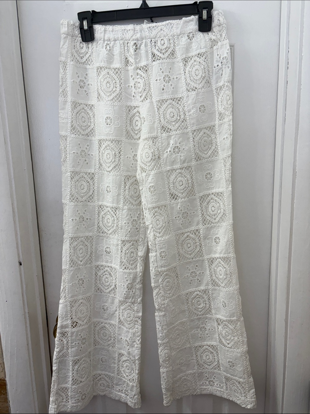 Sincerely Jules White Crochet Wide-Leg Pants
